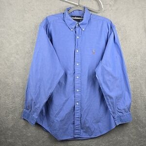 Vintage Ralph Lauren Shirt Mens 17-35‎ Blue Pinpoint Oxford Yarmouth Flesh Pony